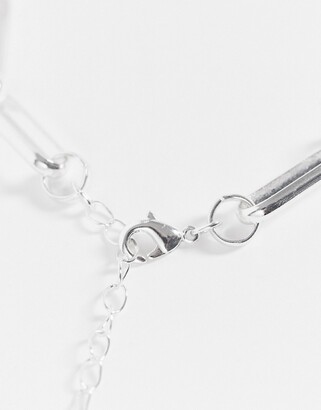 Accessorize chain link necklace in silver tone