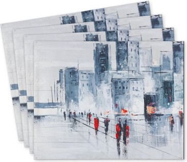 East Urban Home Walk in the City Polyester Bonniview Set of 4 | Home Decor