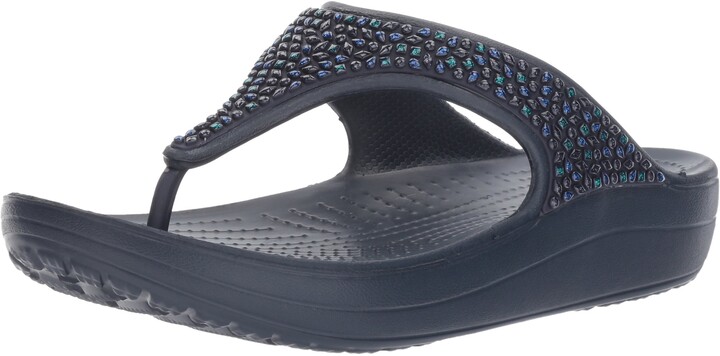 crocs sloane embellished flip flops