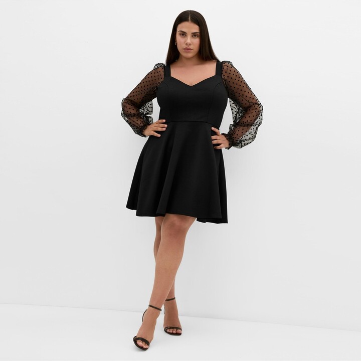 City Chic Women's Asher Spot Sleeve Skater Dress