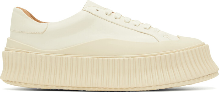 Jil Sander White Leather Platform Sneakers
