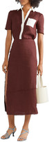 Thumbnail for your product : STAUD Carmela Frayed Linen Midi Skirt