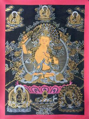 Exotic India Manjushree Thangka (Brocadeless Thangka) | Acrylic On Canvas