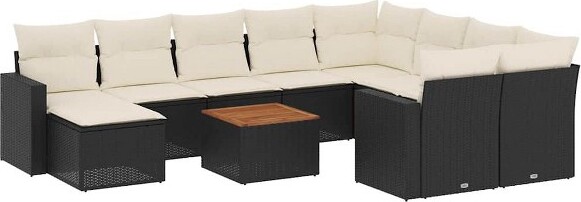 VidaXL vidaXLGardenSofaSetBlackandCream