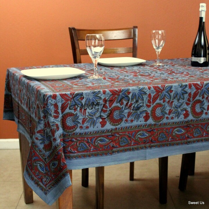 60 by 90-Inch Mahogany P104T9 Rectangle Aria Printed Tablecloth Fuchsia