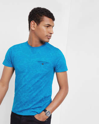 Ted Baker Floral Cotton T-shirt Teal