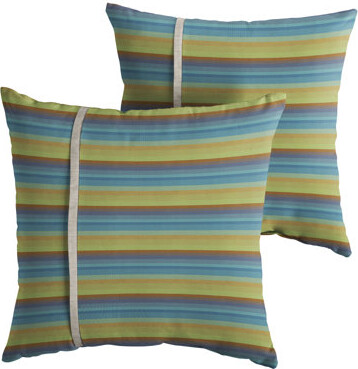 Sunbrella Outdoor Stripe Single Petite Flange Pillow Set of 2