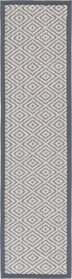 SAFAVIEH Palm Beach Catriona Geometric Runner Rug, Grey/Dark Grey, 2' x 8'