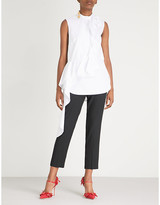 Thumbnail for your product : Alexander McQueen High-rise tapered crepe cropped trousers