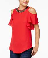 Thumbnail for your product : BCX Juniors' Cold-Shoulder Beaded Neck Top