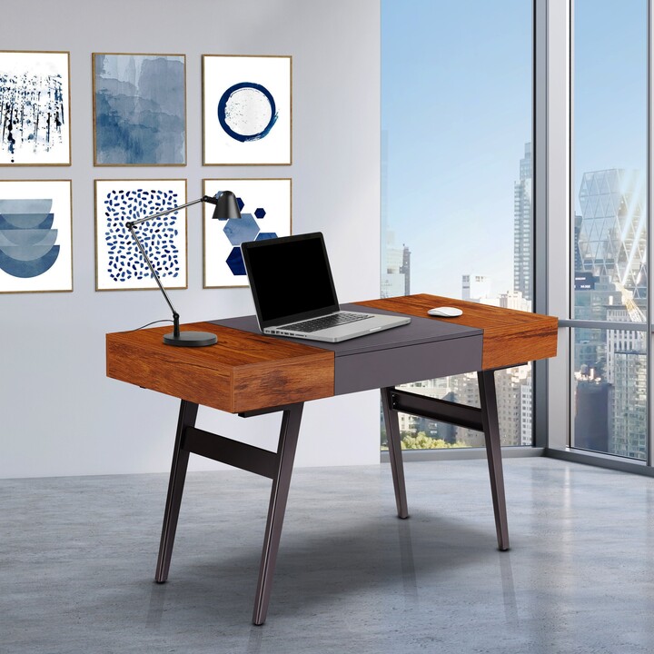 Modern Designs Expandable Desk with Storage - Mahogany - ShopStyle