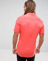 Thumbnail for your product : ASOS Skinny Viscose Shirt With Revere Collar In Coral