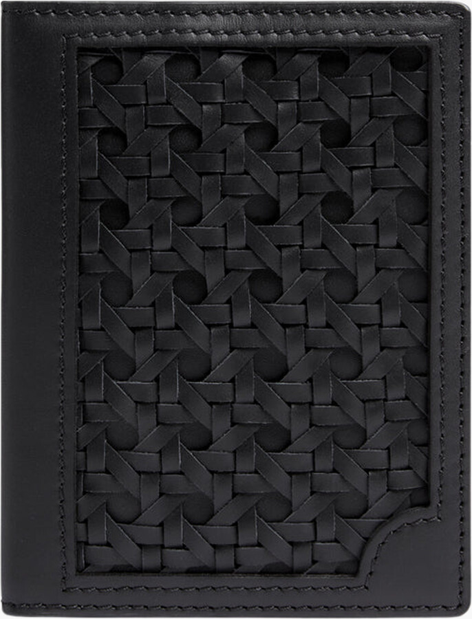 Aviteur Double Calfskin Paglia di Vienna Weave Passport Holder