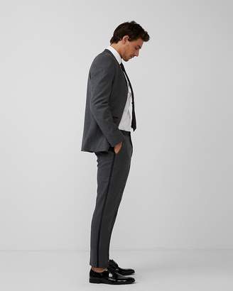 Express Slim Gray Flannel Wool-Blend Tuxedo Pant