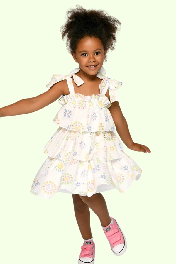 Baby Sara Toddler l Little Girl Pastel Embroidered Eyelet Tiered Dress