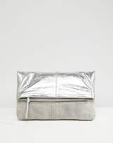 Thumbnail for your product : ASOS Leather And Suede Foldover Clutch Bag