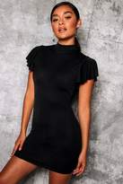 Thumbnail for your product : boohoo High Neck Frill Sleeve Bodycon Dress