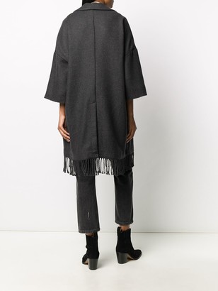 Semi-Couture Fringed Single-Breasted Coat