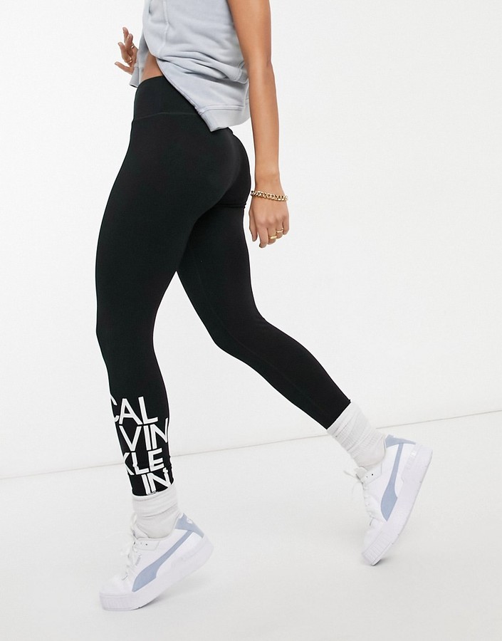 prefer skate Round and round Calvin Klein Performance high waisted logo leggings black - ShopStyle