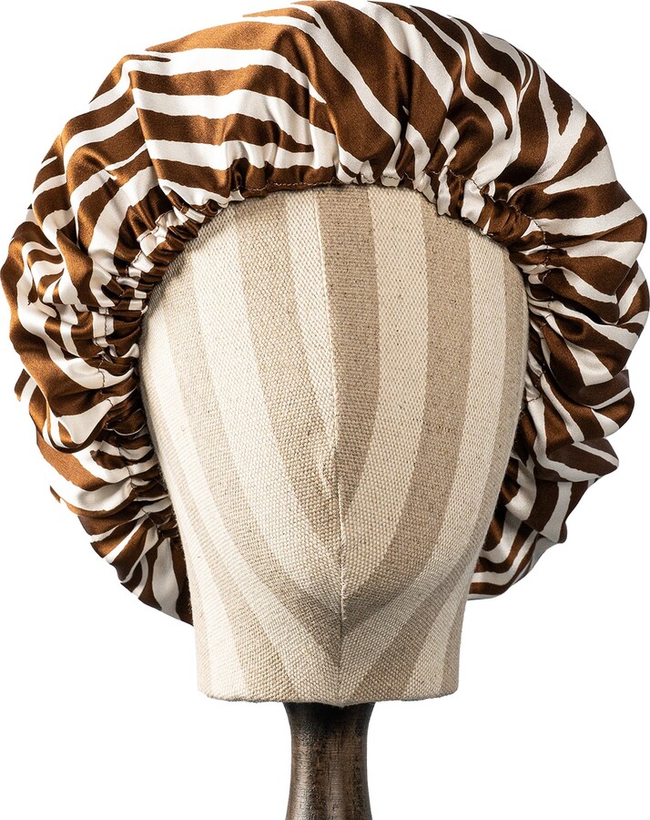 Soft Strokes Silk White Pure Mulberry Silk Double Layer Bonnet Zebra