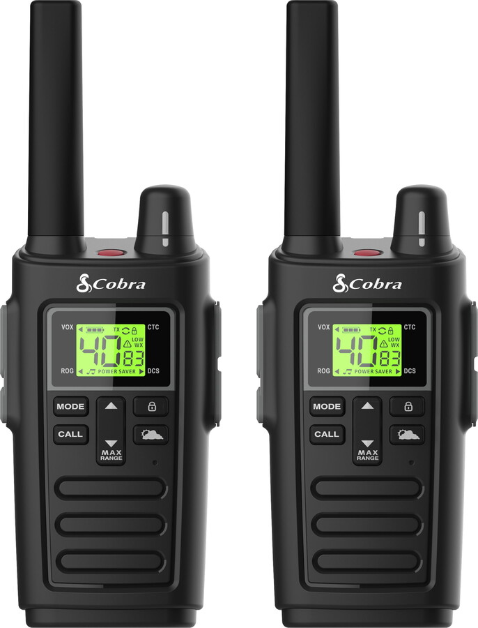 Cobra Electronics Cobra RX385 Two-Way Radios (Pair) Rugged and Water Resistant Walkie Talkies, up to 32 mile Extended Range & 40 Channels, NOAA Weather Chanels and Weather Alerts