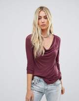 Thumbnail for your product : Brave Soul Karl Long Sleeve Drape Front Top