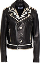 Thumbnail for your product : RED Valentino Metallic-trimmed Embroidered Leather Biker Jacket