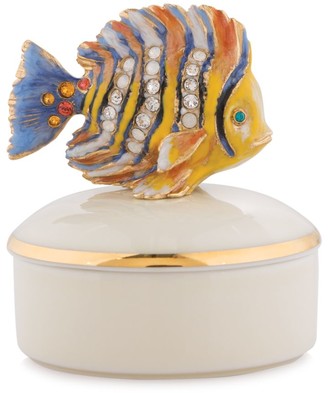 Jay Strongwater Finley Fish Round Porcelain Box