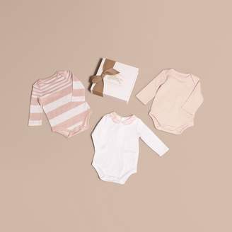 Burberry Patterned Cotton Blend Three-piece Baby Gift Set