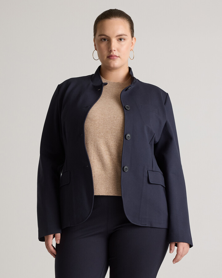 Ultra-Stretch Ponte Stand Collar Blazer