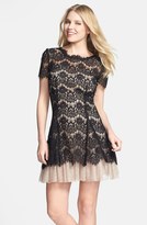 Thumbnail for your product : Betsy & Adam Short Sleeve Lace Fit & Flare Dress