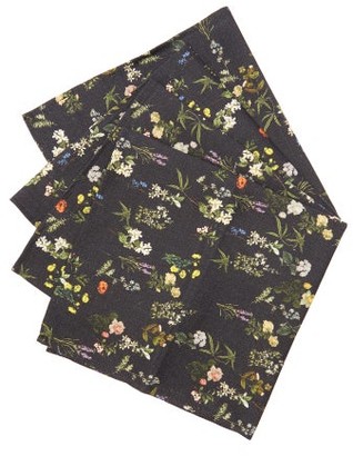 Preen by Thornton Bregazzi Set Of Four Floral-print Linen Napkins - Black Print