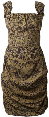 Vivienne Westwood lace print ruffled shoulder dress - women - Silk/Viscose - 40