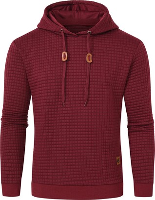 YuKaiChen Men's Pullover Hooded Sweatshirts Plaid Jacquard Long Sleeve Drawstring Hipster Casual Hoodies 