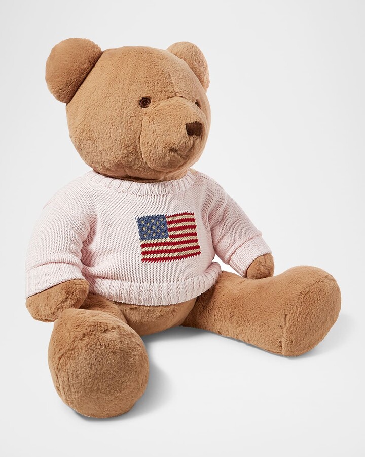 Kid's Large Flag Sweater Plush Polo Teddy Bear