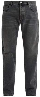Balenciaga Archetypes Distressed Straight Leg Jeans - Mens - Grey