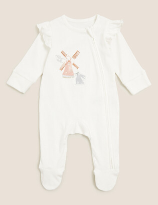 Marks and Spencer 2pk Pure Cotton Printed Sleepsuits (0-3 Yrs)
