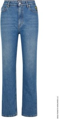 HUGO BOSS x PEANUTS straight-fit jeans in blue denim with logo artwork