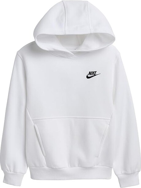 Nike Kids Sportswear Club Fleece Pullover Hoodie (Little Kid/Big Kid) Kid's Clothing White/Black : SM (8 Big Kid), Cotton/Polyester/Spandex