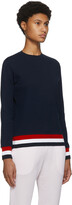 Thumbnail for your product : Thom Browne Navy Seersucker Tricolor Trim Sweatshirt