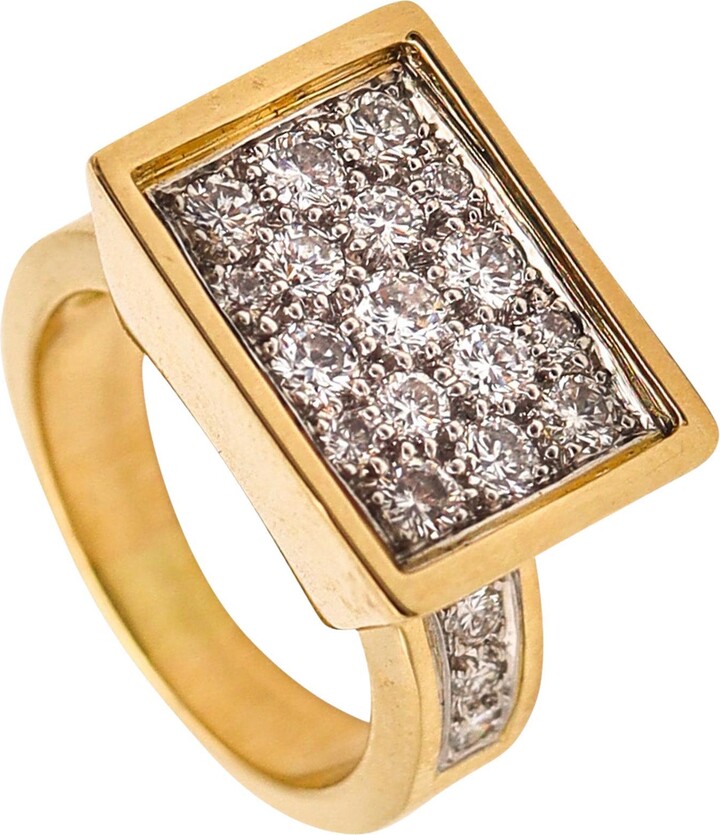 Kurt Wayne Geometric Cocktail Ring In 18kt Yellow Gold With 1.71 Ctw Diamonds
