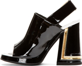 Thumbnail for your product : Kenzo Black & Gold Patent Leather Slingback Sandals