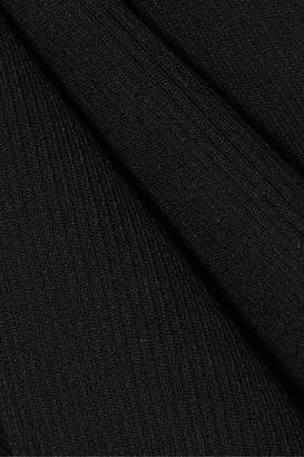 16Arlington One-shoulder Tie-neck Ribbed Stretch-knit Bodysuit - Black