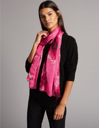 Marks and Spencer Pure Silk Floral Print Scarf