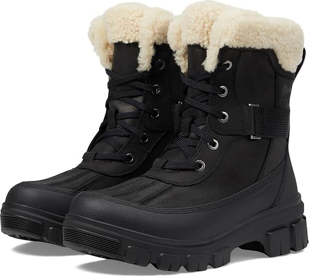 Sorel Tivolitm V Parc Waterproof Women's Snow Shoes Black/Sea Salt : 5.5 B - Medium, Leather/Rubber