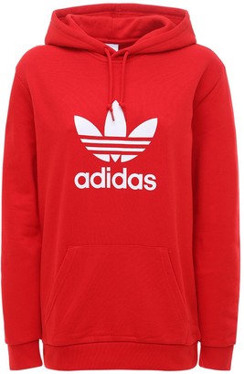 red adidas trefoil hoodie women's