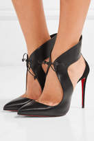 Thumbnail for your product : Christian Louboutin Ferme Rouge 100 Cutout Leather And Suede Pumps - Black