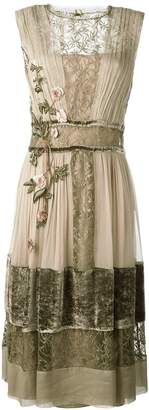 Alberta Ferretti layered floral embroidery dress