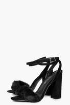 Thumbnail for your product : boohoo Jessica Faux Fur Trim Two Part Block Heel