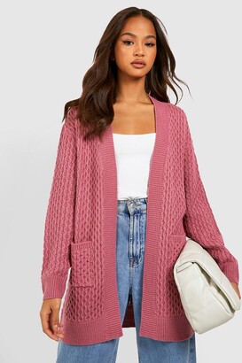 boohoo Cable Cardigan With Pockets